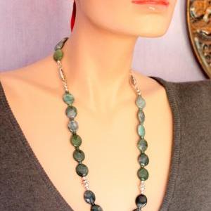 Moss Agate Necklace And Bracelet Or Long Necklace